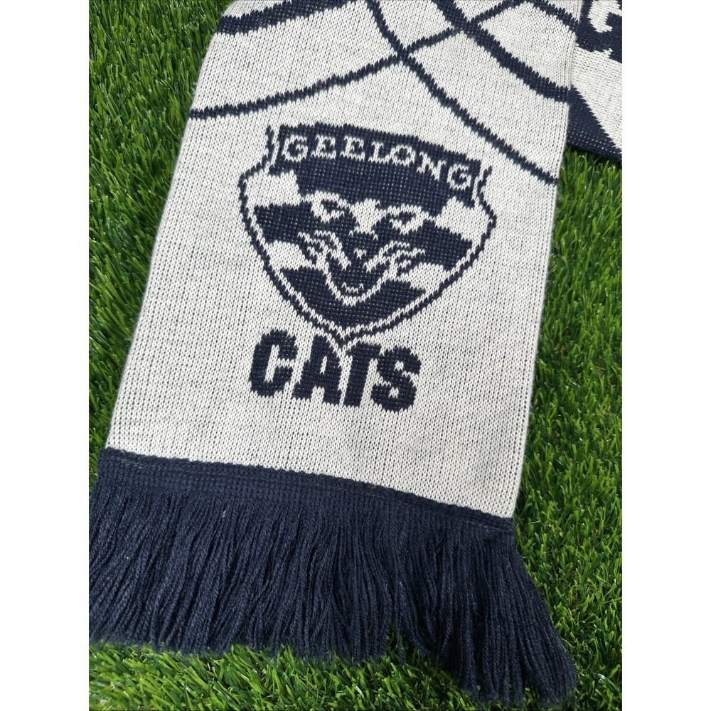 Geelong Cats AFL Woven Scarf Fringe Double Sided Design RARE ~55" nib Sponser - Picture 3 of 9